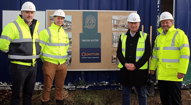 David Kent Managing Director Quantum Homes, Gavan Mitchell, Head of Development Quantum Homes, Alan Kelly TD, Miceál Sammon CEO Quantum Homes.
