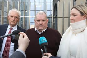 Retired garda superintendent Eamon O'Neill (Centre) speaking with reporters following the trial | PICTURE: Brendan Gleeson
