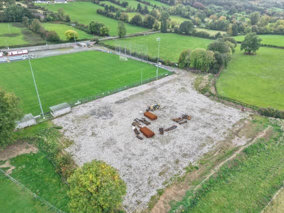 An aerial view of the construction of the new astroturf pitch at St Molleran's GAA Club in Carrick-on-Suir