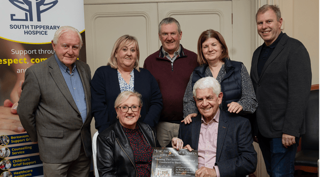 At the South Tipperary Hospice concert launch were Danny Carroll, Angella Keaveney, Sean O’Donovan,Gail McGrath, Niall Carroll and (seated) Ruth Butler and Michael Kiely