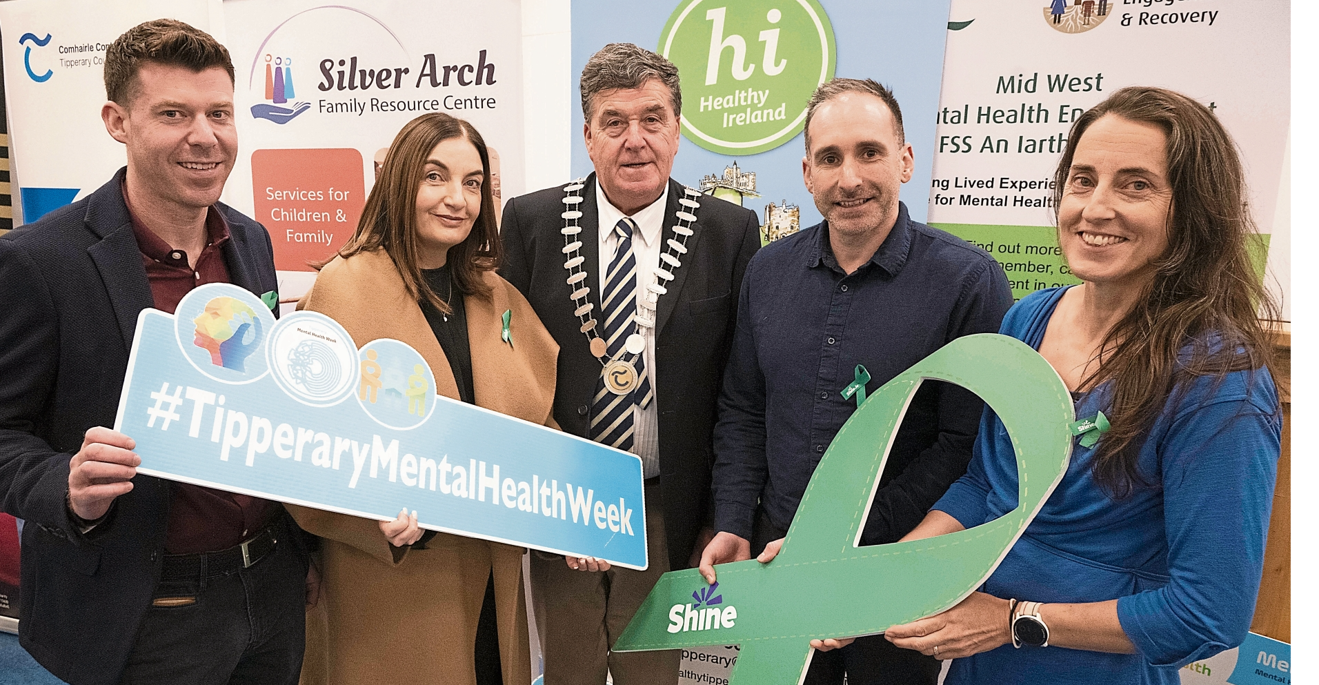 Guest speakers at the at the launch of Tipperary Mental Health Week were  Eoin Kaar,  Niamh Murphy, Cllr John Carroll, Cathaoirleach Tipperary County Council,  Cillian Keane, and Rosemary Ryan