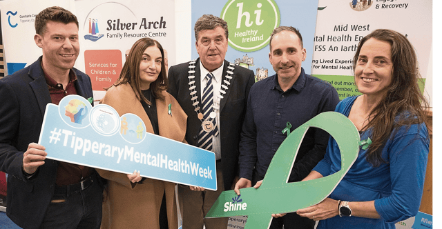 Guest speakers at the at the launch of Tipperary Mental Health Week were Eoin Kaar, Niamh Murphy, Cllr John Carroll, Cathaoirleach Tipperary County Council, Cillian Keane, and Rosemary Ryan