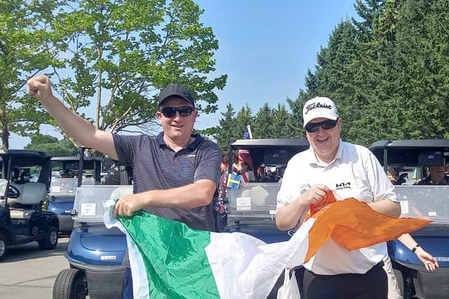 All this proved more than worthwhile when Darragh, along with his guide Adrian Morrissey (pictured below), were triumphant in the British Golf Open for blind and visually impaired golfers at Cardrona Golf Club, north of Edinburgh, Scotland.