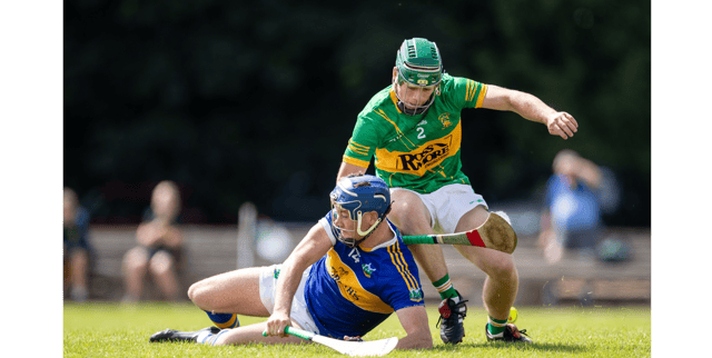Kiladangan's Billy Seymour (left) and Tommy Ryan, Clonoluty/Rossmore, in a tussle for possession. Picture: Sportsfocus