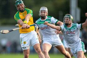 Liam Doyle, Holycross/Ballycahill, attempts to hook Toomevara's Conor O'Meara. Picture: Sportsfocus
