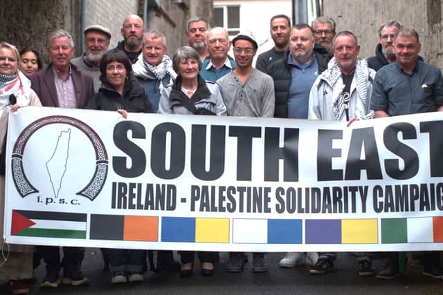 Caption for picture above: Some of the people who watched the screening of the film, Where Olive Trees Weep, in the Nano Nagle Community Centre Chapel in Carrick-on-Suir on Sunday, July 20. The documentary was filmed in the occupied West Bank in 2022 and highlights the struggle and resilience of the Palestinian people under Israeli occupation. Among the attendance were Mary Lyng, Chairperson of the South East Ireland Palestine Solidarity Campaign (SE IPSC) and Séan Cusack, Waterford Lead of the SE IPSC along with Valerie Bhreathnach. pictures Anne Marie Magorrian