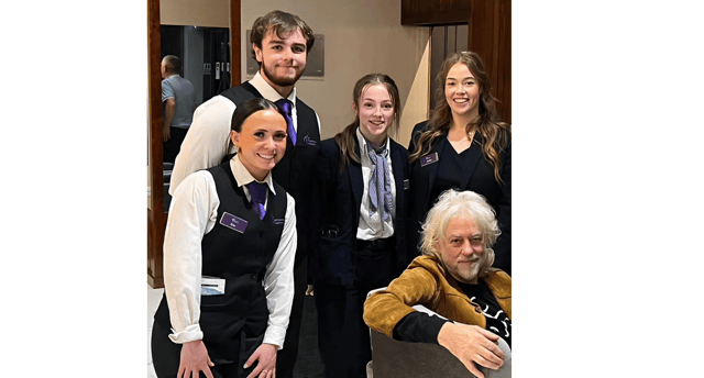 Bob Geldof with staff at the Talbot Hotel Clonmel during his recent stay at the hotel