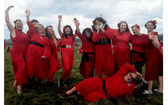 Right: Some of the 500 strong crowds on the “wild and windy moors” of Yorkshire last Sunday for the Most Wuthering Heights Day Ever 2025