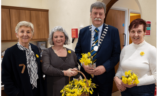 Pictured at the launch of Daffodil Day in Clonmel Agnes O Donoghue, Nicola McMahon munster Co ordinator Irish Cancer Society, Cll Pat English Mayor, Nita McElroy irish Cancer Society nurse