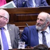 TDs Mattie McGrath and Danny Healy-Rae (right) in the Dail chamber ahead of the vote on the nomination of Micheal Martin as Taoiseach.