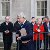 Michael Lowry leaves Leinster House, Dublin, after Fianna Fail leader Micheal Martin was selected by members of the Dáil to be the new Taoiseach. PICTURE: PA