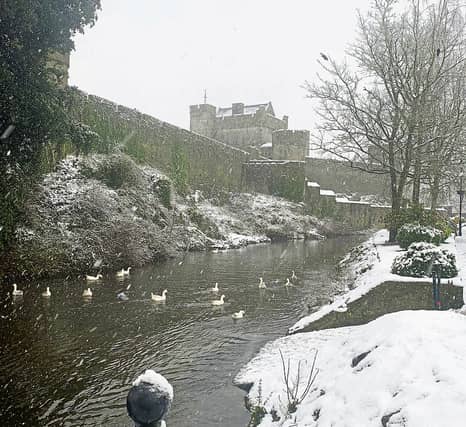 A view of Cahir Castle during the snowfall