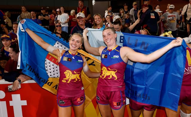 Orla O'Dwyer and Jennifer Dunne, who will line out with Brisbane Lions