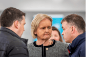 Fianna Fáil candidate Cllr Imelda Goldsboro talking to fellow FF Cllr Sean Ryan (left) and Sinn Féin Cllr David Dunne (right) at the Tipperary Count Centre in Thurles today (Sunday, December 1)