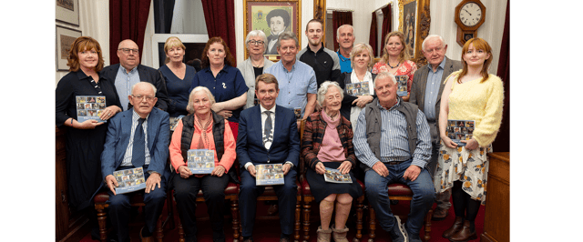 Pictured at the launch of the Applefest Elders of Clonmel book II in the Town Hall were (seated): Eamon Lonergan, Ellen O’Reilly, Mayor Cllr Michael Murphy, Christine Downey, Paul Harrison. Standing:
