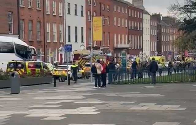 A still from a video from the scene on Parnell Square in Dublin shared widely on social media