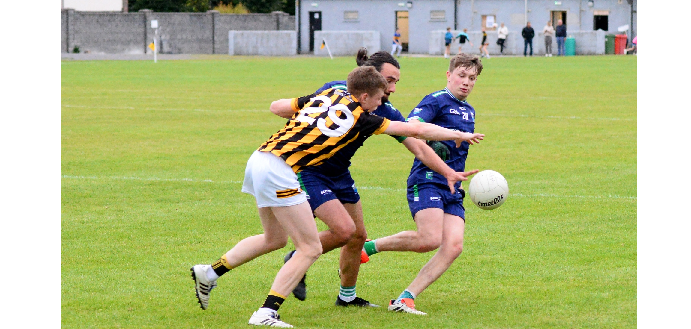 Jim O'Dwyer, Upperchurch Drombane (number 29) and Cahir's Eddie Kendrick in a battle for possession. On the right is Cahir's Nicholas Reidy. Picture: Michael Boland