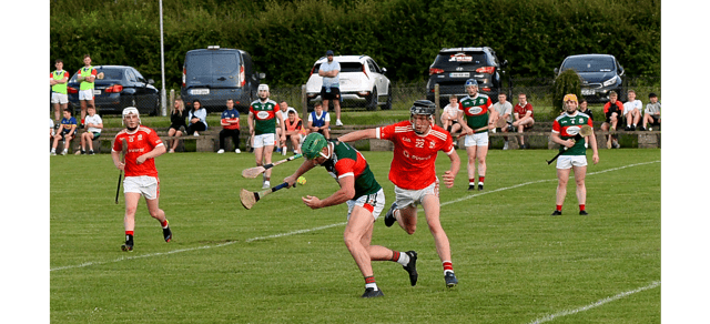 Mullinahone's Daire O'Brien is challenged by Roscrea's Leigh Loughnane. Picture: Michael Boland