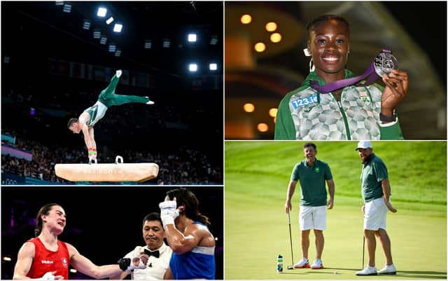 Clockwise from top left: Rhys McClenaghan, Rhasidat Adeleke, Kellie Harrington, Rory McIlroy and Shane Lowry.