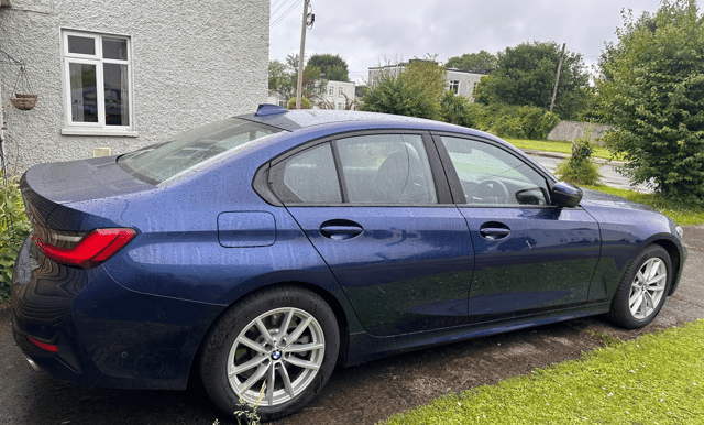 The blue BMW hybrid was stolen from outside a home in Corbally on July 18