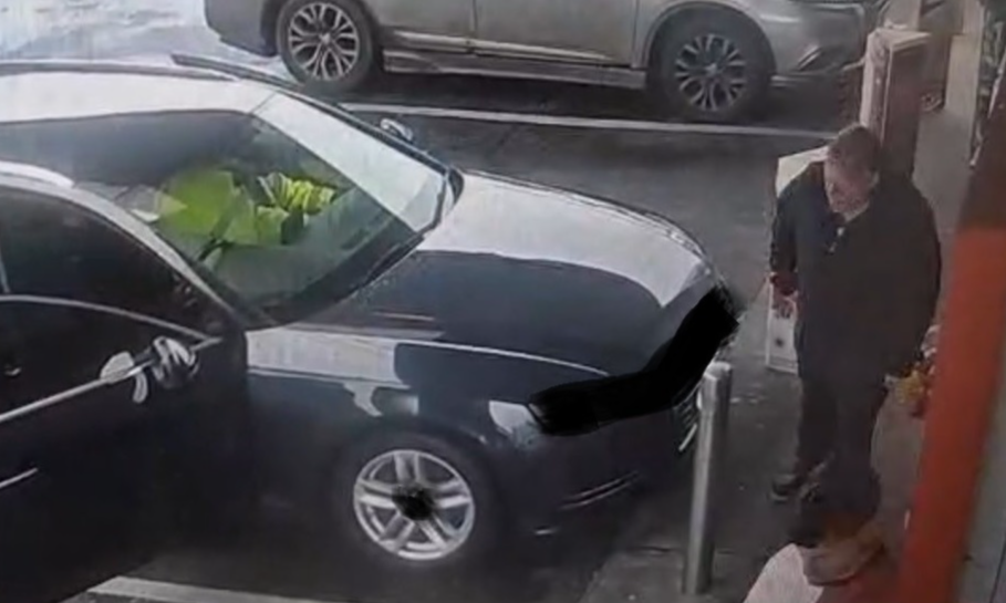 A still from the CCTV taken from outside the garage in Castletroy, run by Shane Gleeson, pictured right