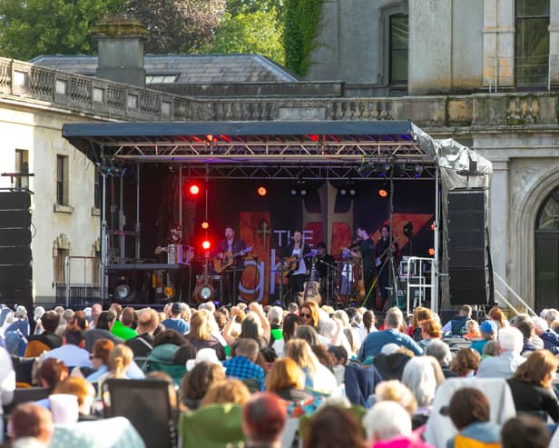 Ceol performing in front of a large crowd at the Comeraghs Wild Festival outdoor concert at Curraghmore Estate in Portlaw last Saturday