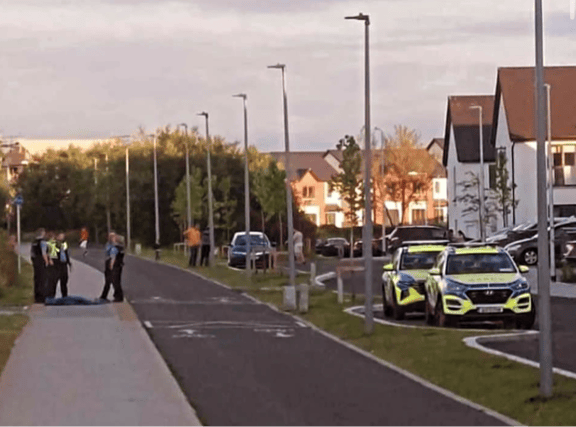Gardaí attend the scene on the Annacotty-Castletroy Greeenway