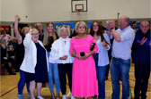 Cllr Imelda Goldsboro (centre) with her family and supporters after she was re-elected a councillor after the first count last Saturday night