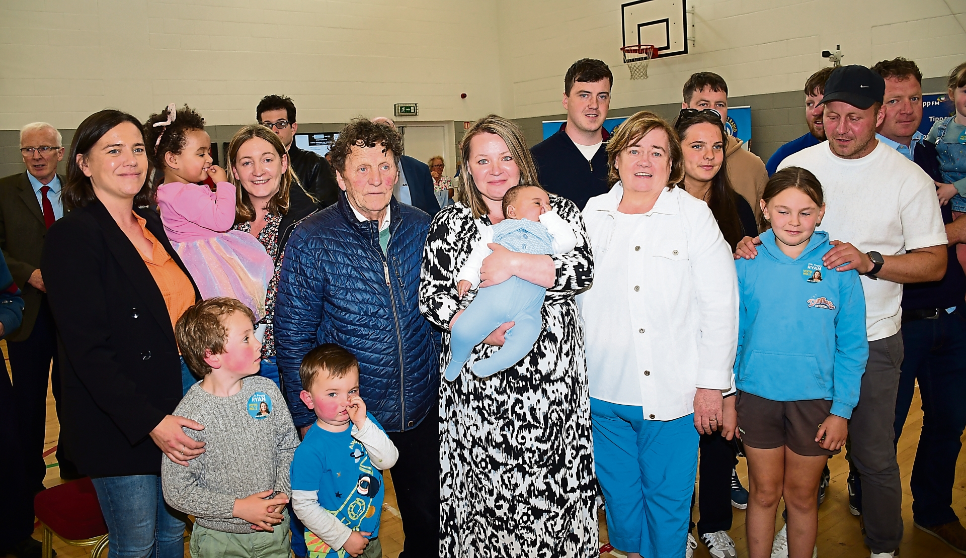 Peggy Ryan (FG) pictured with her family after being elected in Thurles
