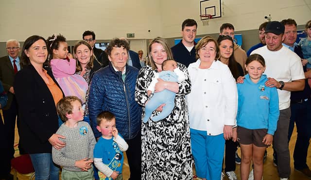 Peggy Ryan (FG) pictured with her family after being elected in Thurles