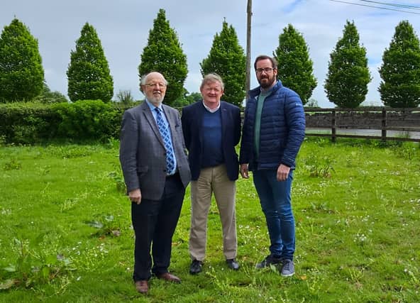 Pictured left to right; PJ Broderick Auctioneer, Michael Ryan (landowner) and Cllr Michéal Lowry