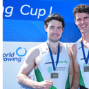 Daire Lynch (left) and Philip Doyle, who won bronze medals in the Men's Pair at rowing's World Cup at Lago di Varese, Italy. Picture courtesy of Rowing Ireland