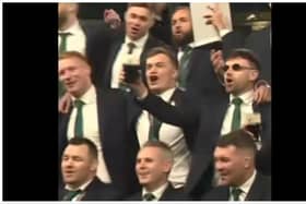 Irish players including Jack Crowley, Jamison Gibson-Park, Ciarán Frawley, Josh Van De Flier, Hugo Keenan, Cian Healy and Peter O'Mahony enjoy the celebrations | PICTURE: Instagram/BBCSportNI