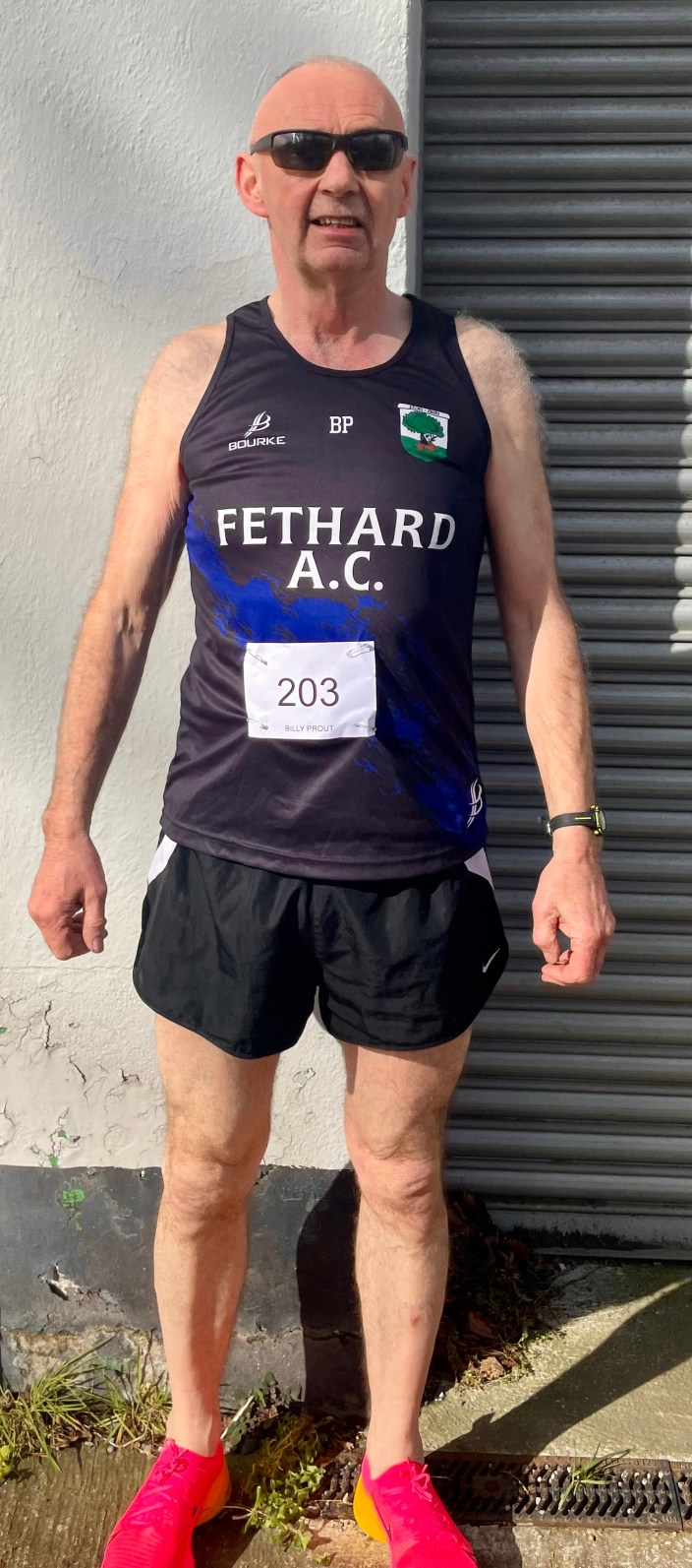 Billy Prout who helped his club, Fethard AC, win team silver in the over 65 event at the Munster 4 Mile Championships hosted by Dundrum AC on Sunday last