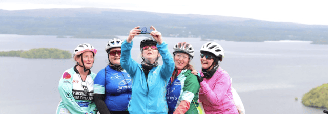 Cyclists taking part in last year's Lap the Lake take time out for a selfie at The Lookout near Portroe Picture: Michael Molamphy