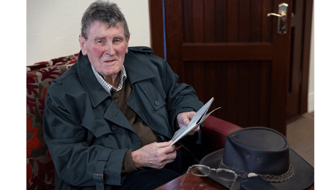 Coursing legend Ted Boyle studying the form in the supporters club bar at the National Coursing Meeting in Clonmel