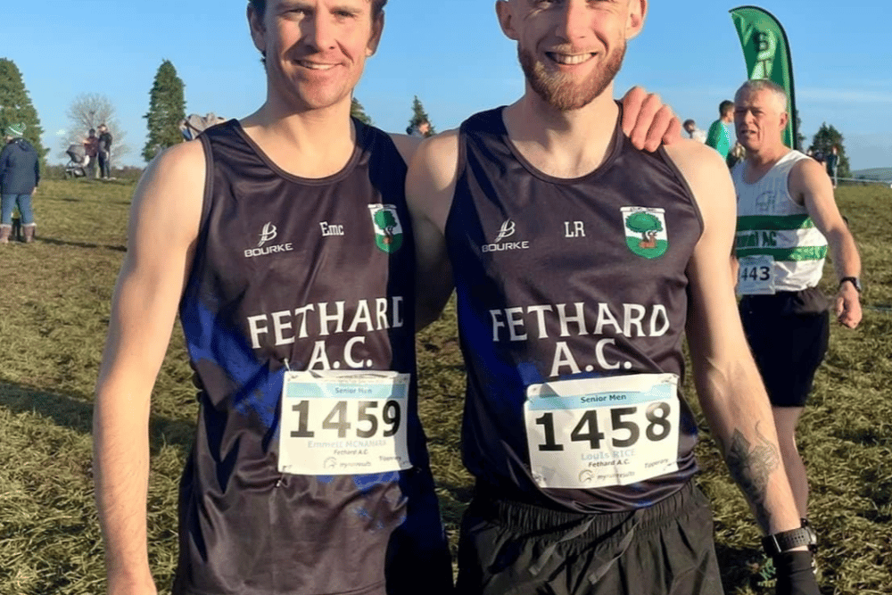 Emmet McNamara and Louis Rice of Fethard AC who helped Tipp to national senior silver medals at Gowran Park on Sunday last