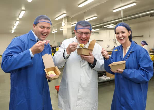 Photographed at the announcement were: Ray Nangle (CEO, The Lunch Bag), Deputy Alan Kelly and Ger Killian (MD, The Lunch Bag). Photo: Odhran Ducie