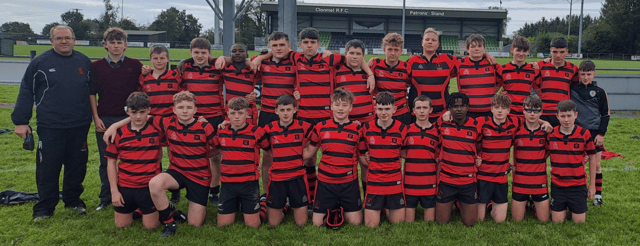 The High School U15 team with coach Brendan Mullan who defeated Glenstal Abbey in the McCarthy Cup game played at Ard Gaoithe last week.