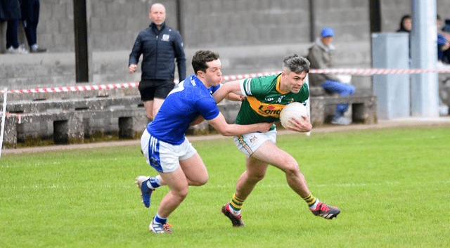 Michael Quinlivan, Clonmel Commercials, tries to break away from Ballina's Conor Power. Picture: Michael Boland
