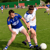 Ballylooby/Castlegrace’s Ger Beary (left) and Cappawhite’s Jack Armshaw in a scrap for possession. Picture: Michael Boland