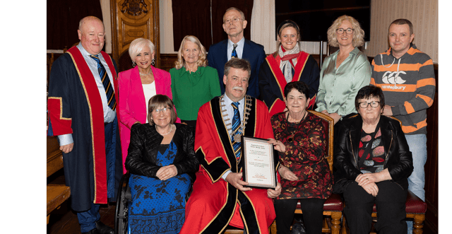 Pictured at a Mayoral reception for Dolphin Swimming Club to mark their 40th anniversary, back row, from left to right, John Prendergast, Sinead Kearns, Cllr Richie Molloy, Carol English Lady Mayor, B