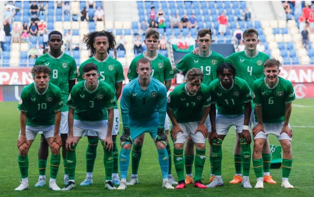 The Republic of Ireland team before the UEFA European U17 Championship Final Tournament match between Republic of Ireland and Wales. PIC: Sportsfile