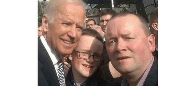 Michael C Ryan from Templemore with his son, Shane, when they met President Biden in 2016