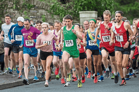 Athletes jockey for positions at the start of the MSD Four Mile Road Race in Clonmel - Photo - John D. Kelly