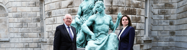 Former Foreign Affairs Minister Charlie Flanagan with Belarusian opposition leader Sviatlana Tsikhanouskaya PICTURE: MAXWELLS DUBLIN
