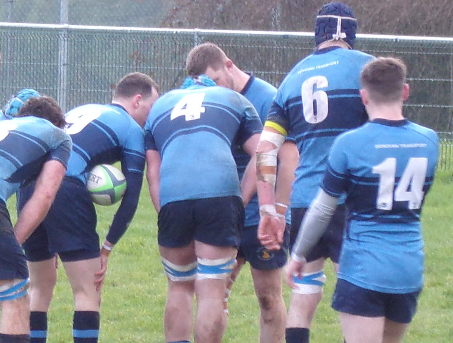The Kilfeacle pack huddle together to decide on their next move against Seapoint in the Energia All-Ireland Junior Cup game   played at Kilbogget Park, Killiney on Saturday last