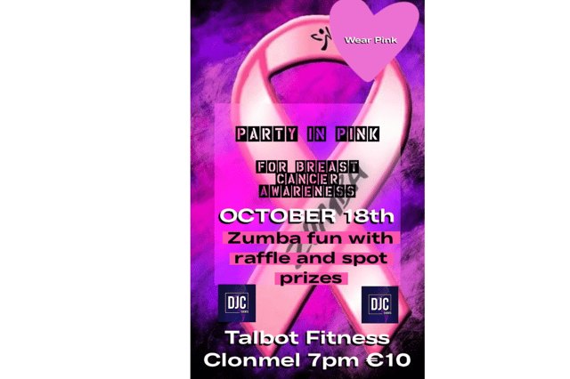 A breast cancer awareness fundraiser will be held in the Talbot Hotel in Clonmel on October 18