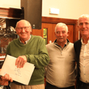 At the Abbey School Golf Classic, Paddy Delaney, Arravale Rovers GAA Club, presents the first prize to Jerry Morrissey, with Sean Jackson and John Kiely, Principal, the Abbey School