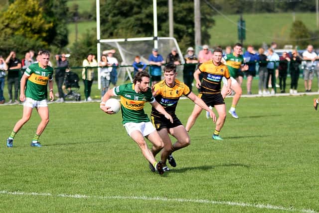 The last quarter was academic with the outcome long decided. In the 46th minute Jason Lonergan converted a free, won by the lively substitute Rory O’Dowd and the impressive Aldo Matassa who would finish strongly stretched the gap to 15 points by the 51st minute, withstanding a strong challenge before turning to score from 30 metres out.